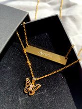 Load image into Gallery viewer, Custom Engraved Necklace + Butterfly
