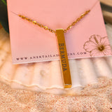 Engraved Bermuda Vertical Bar Necklace