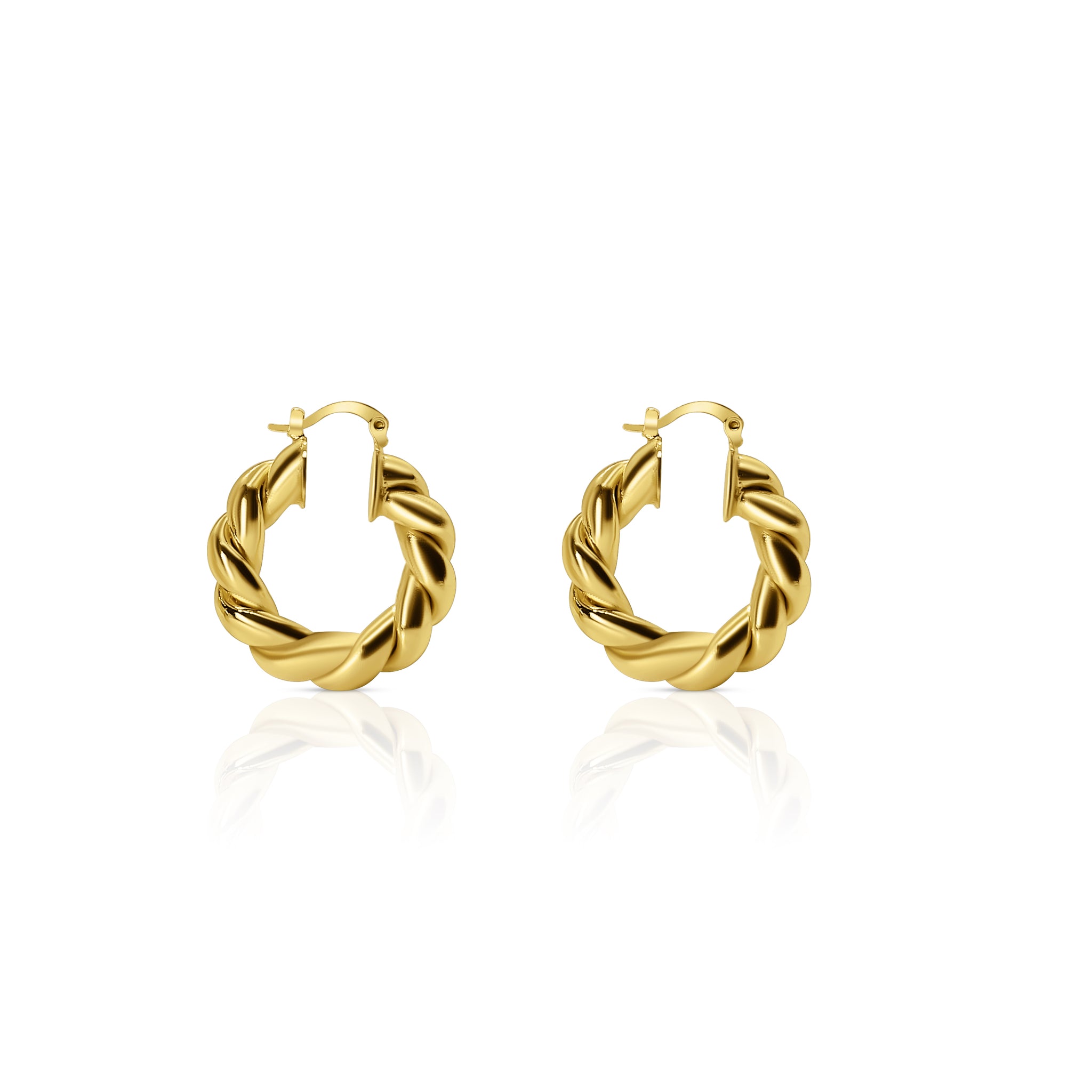 Yellow Gold Hoops Chunky Twisted Hoop Earrings 9ct Gold Chunky