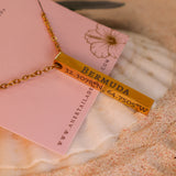 Engraved Bermuda Vertical Bar Necklace