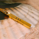 Engraved Bermuda Vertical Bar Necklace