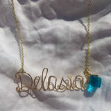 Square Birthstone Necklace