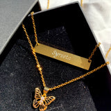 Custom Engraved Necklace + Butterfly