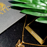 Custom Engraved Necklace + Butterfly